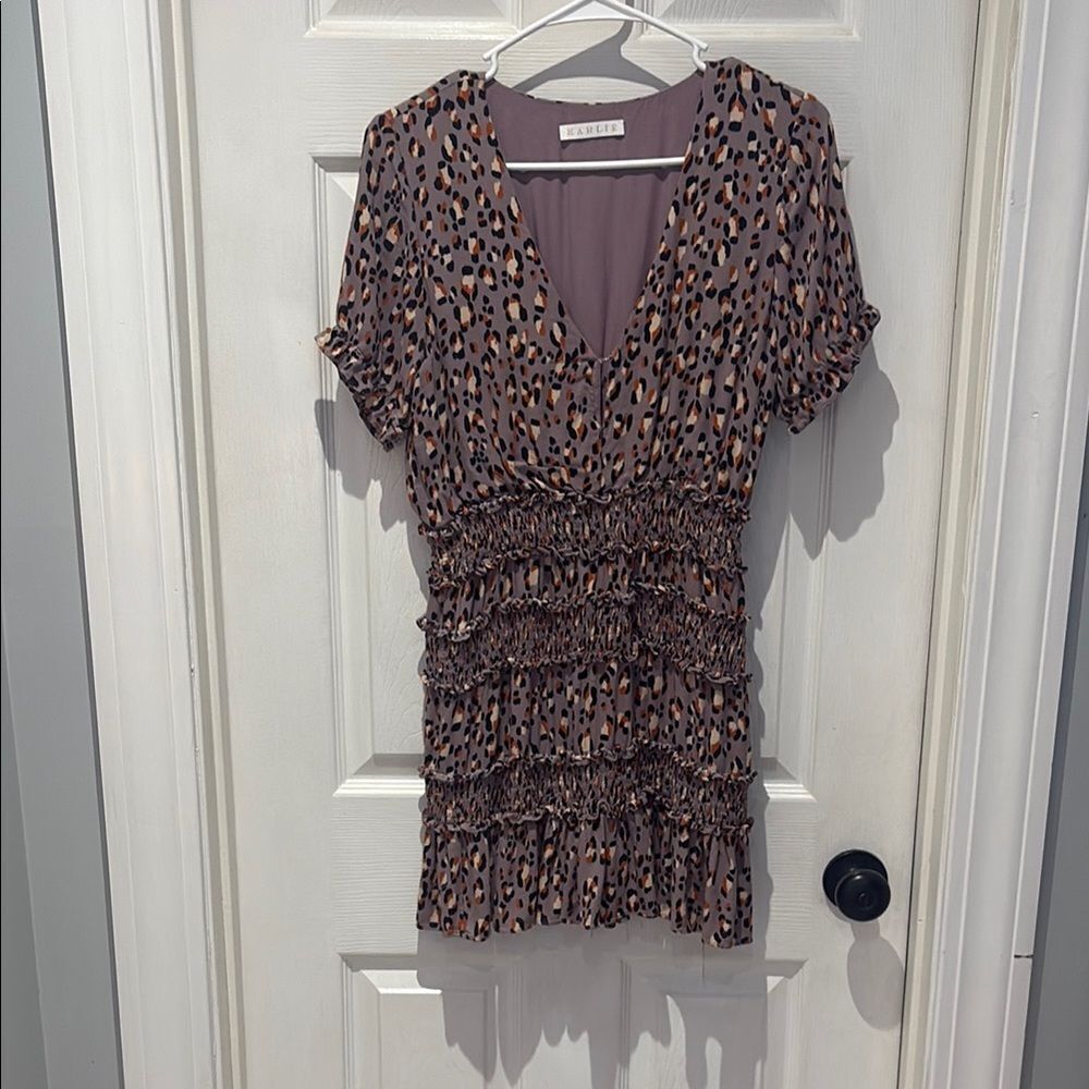 Karlie Leopard Print Ruffle dress SZ medium